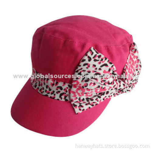Hot pink caps with big floral printing band and bowNew